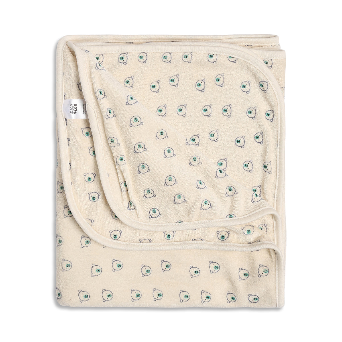 Baby Unisex Beige and Mint Coral Fleece Printed Blanket Pack of 2 Soft Baby Blankets