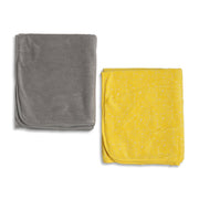 Baby Unisex Grey and Yellow Coral Fleece Printed Blanket Pack of 2 Soft Baby Blankets