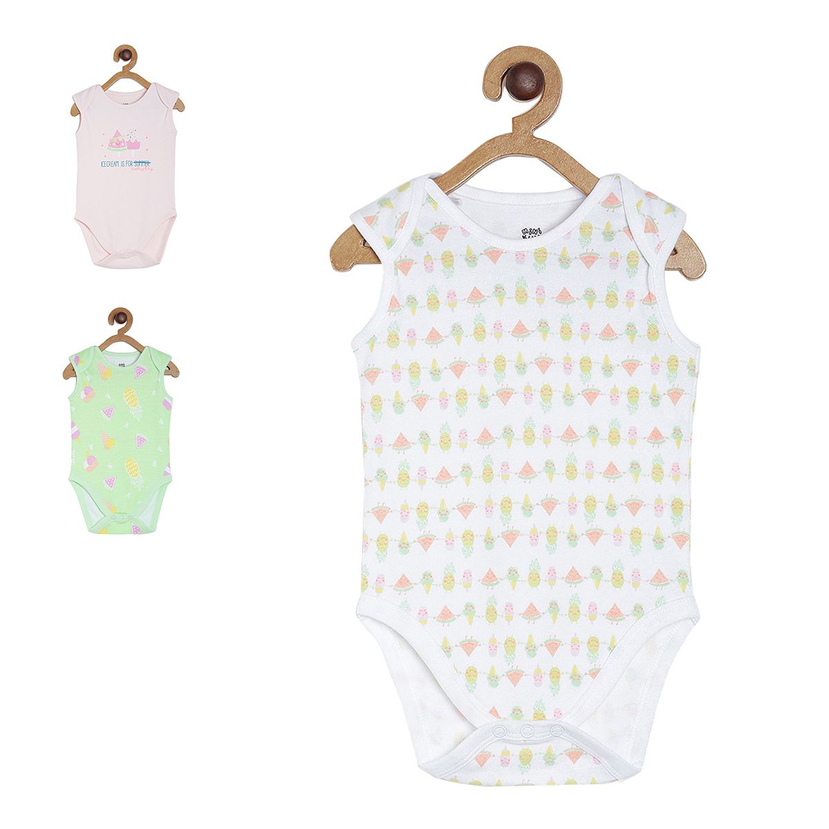 Girls Multicolor Pack Of 3 Body Suit