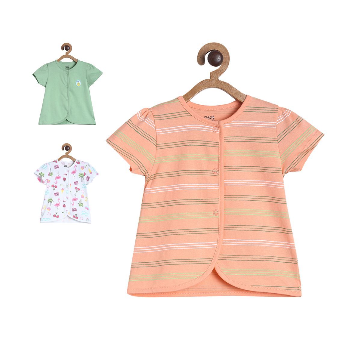Girls Multicolor Pack Of 3 Front Open Vest