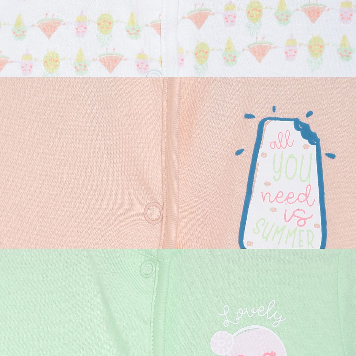 Girls Multicolor Pack Of 3 Front Open Vest