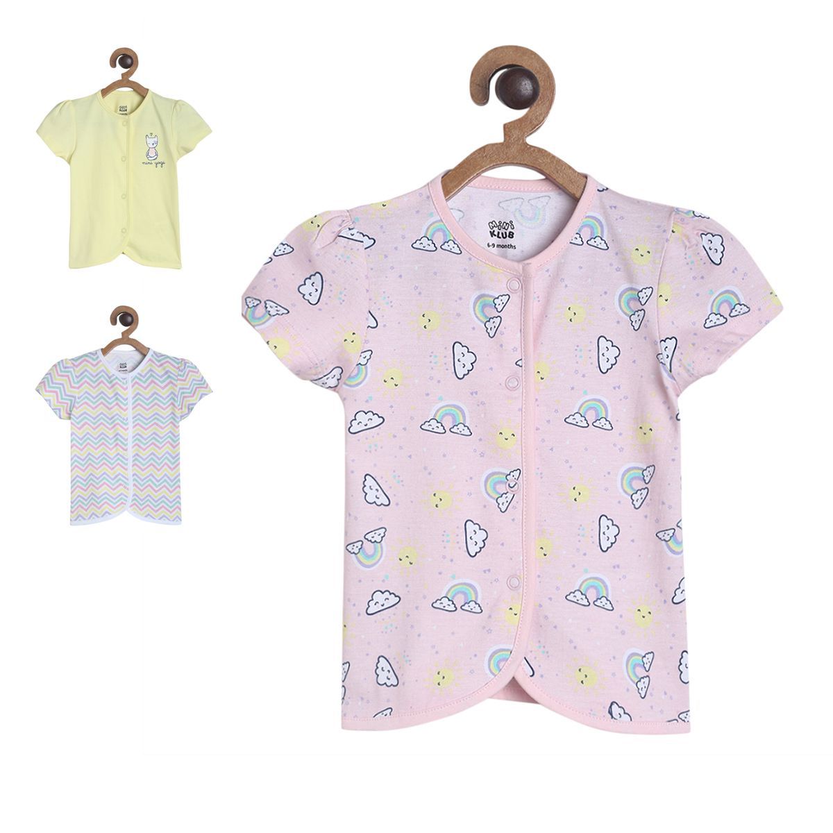Girls Multicolor Pack Of 3 Front Open Vest