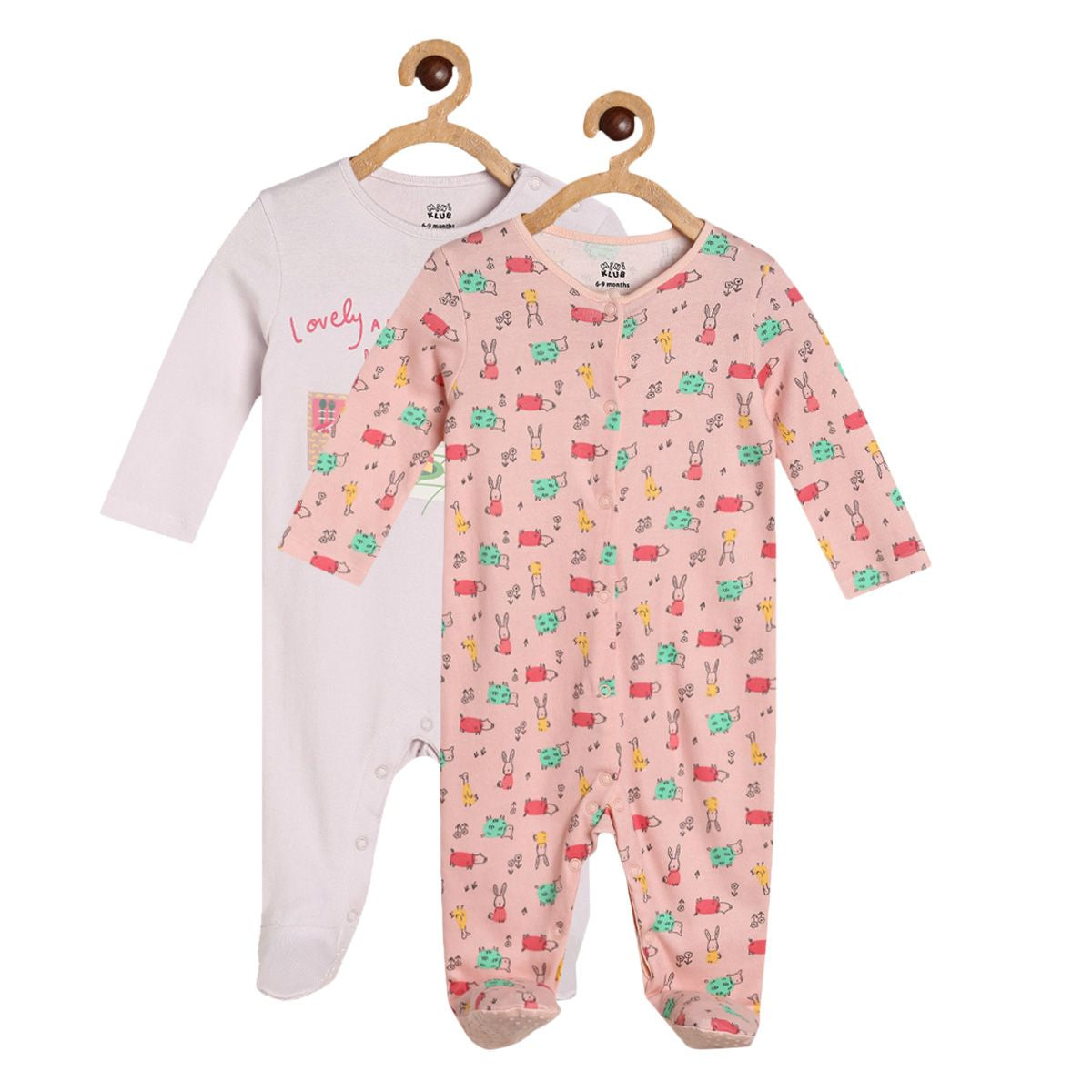 Girls Multicolor Pack Of 2 Sleep Suit