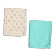 Baby Unisex Beige and Mint Coral Fleece Printed Blanket Pack of 2 Soft Baby Blankets
