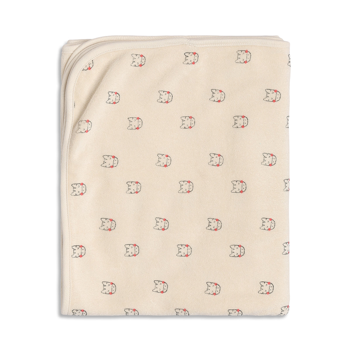 Baby Unisex Beige and Mint Coral Fleece Printed Blanket Pack of 2 Soft Baby Blankets