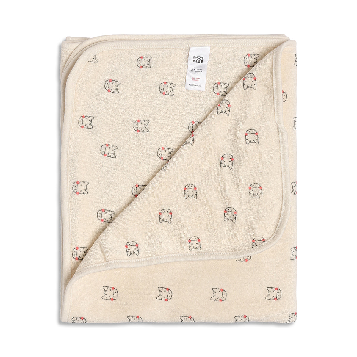 Baby Unisex Beige and Mint Coral Fleece Printed Blanket Pack of 2 Soft Baby Blankets
