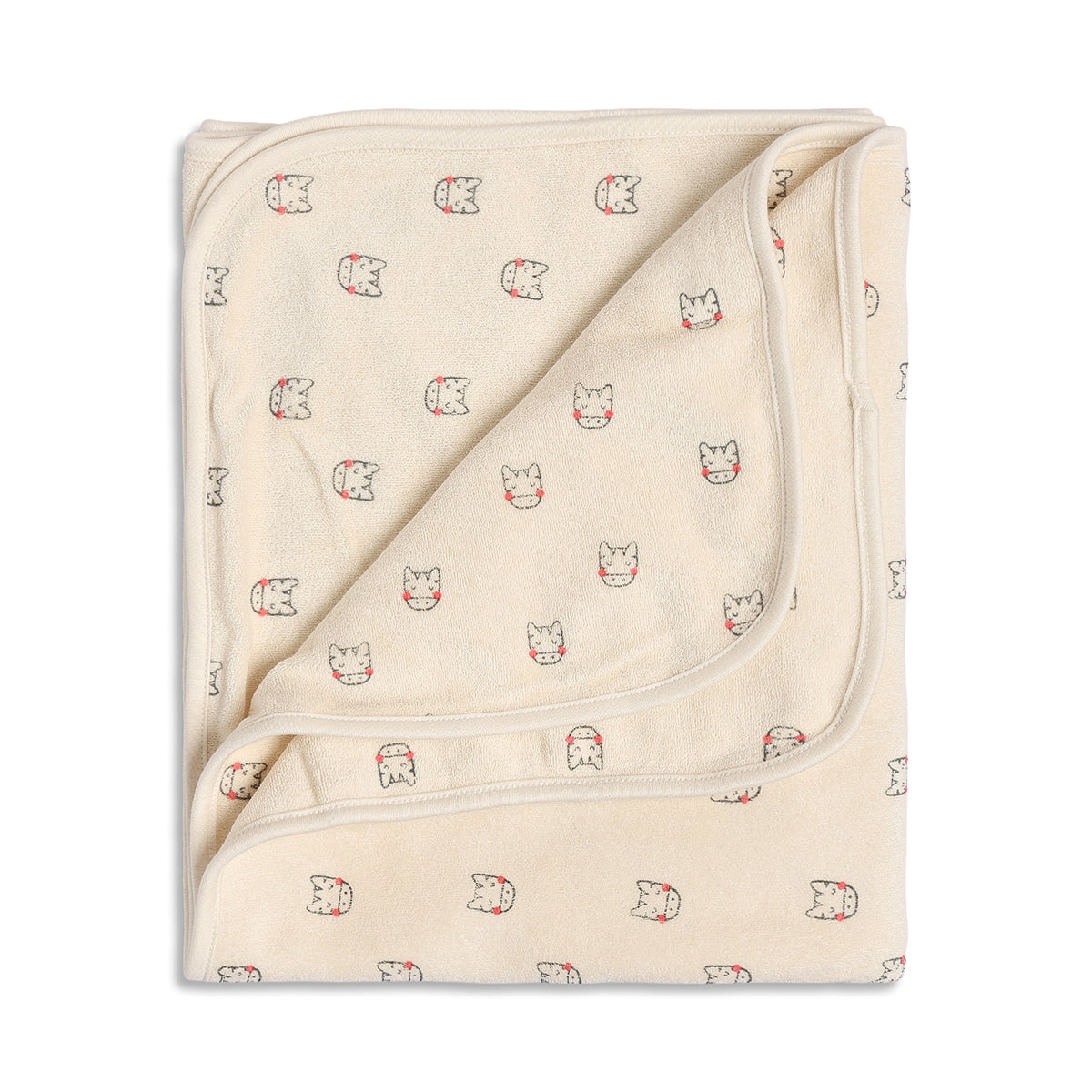 Baby Unisex Beige and Mint Coral Fleece Printed Blanket Pack of 2 Soft Baby Blankets