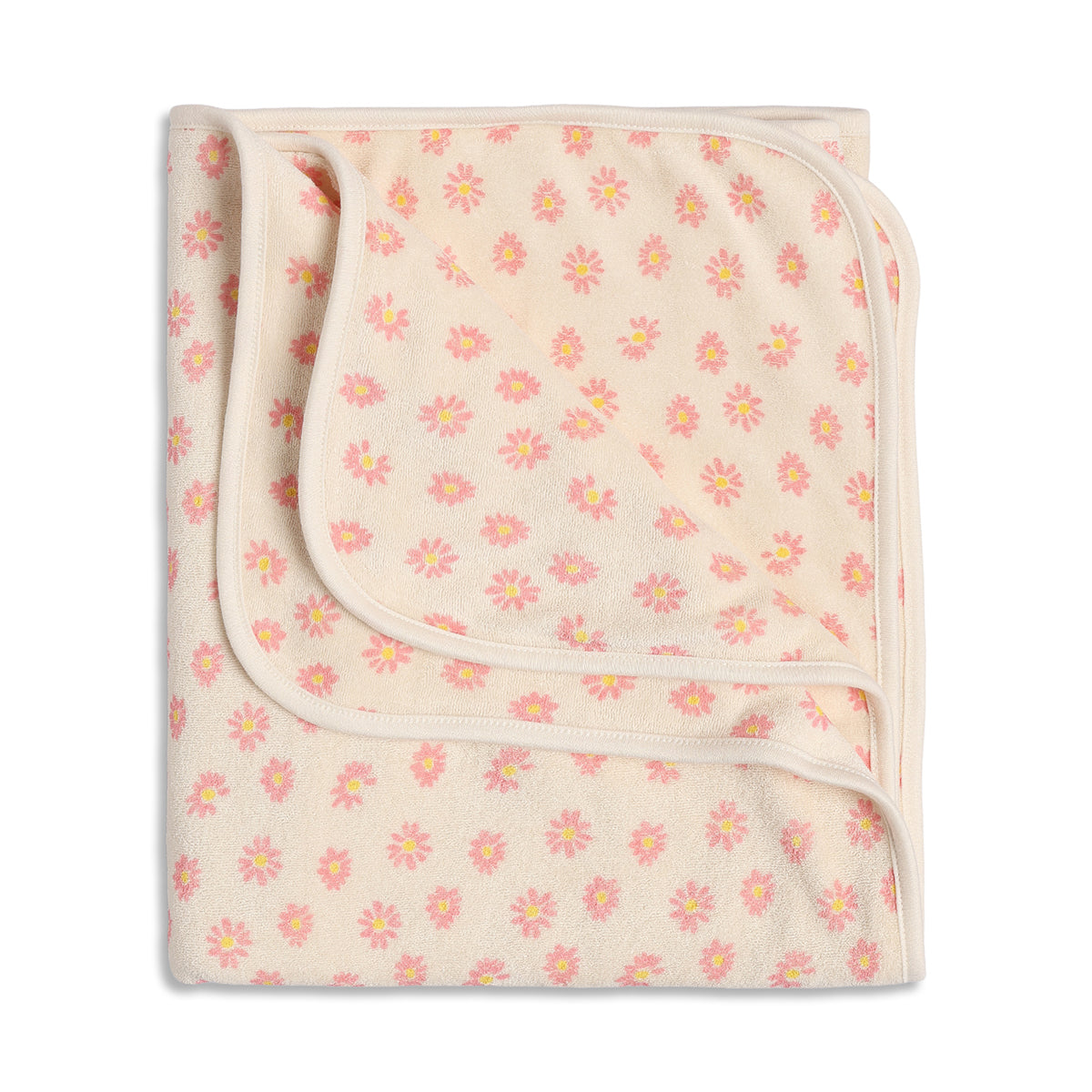 Baby Girls Beige and Yellow Coral Fleece Floral Printed Blanket Pack of 2 Soft Baby Blankets