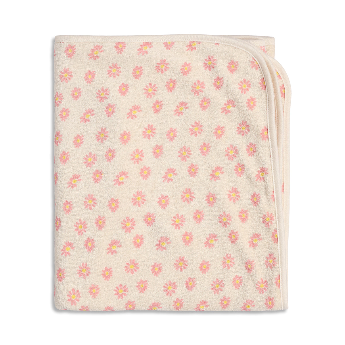 Baby Girls Beige and Yellow Coral Fleece Floral Printed Blanket Pack of 2 Soft Baby Blankets