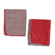 Baby Girls Grey and Red Coral Fleece Heart Printed Blanket Pack of 2 Soft Baby Blankets