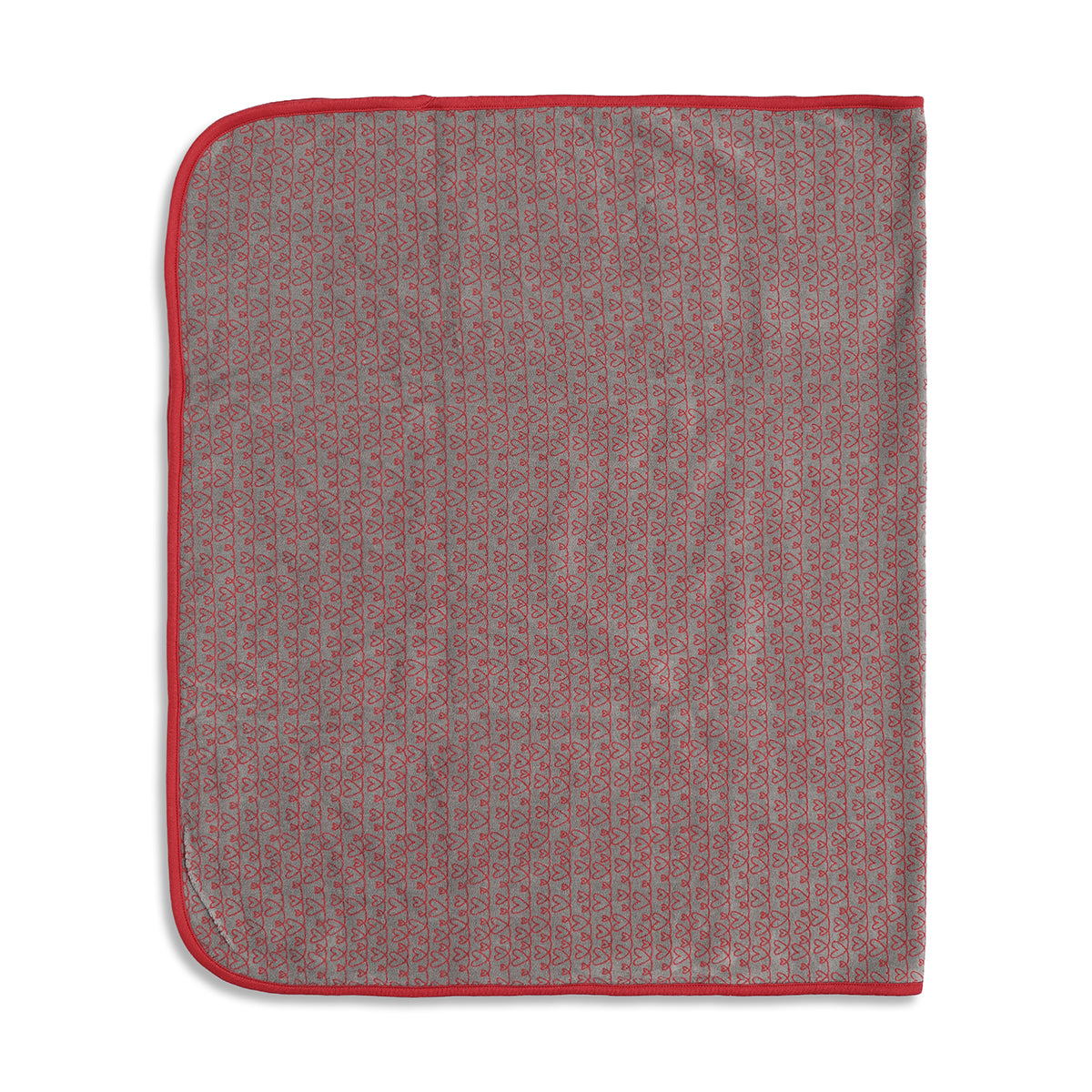 Baby Girls Grey and Red Coral Fleece Heart Printed Blanket Pack of 2 Soft Baby Blankets