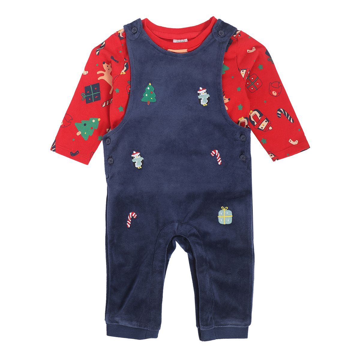 Boys Navy + Red Pack Of 2 Dungaree Set