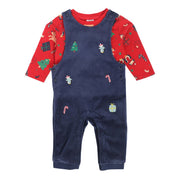 Boys Navy + Red Pack Of 2 Dungaree Set