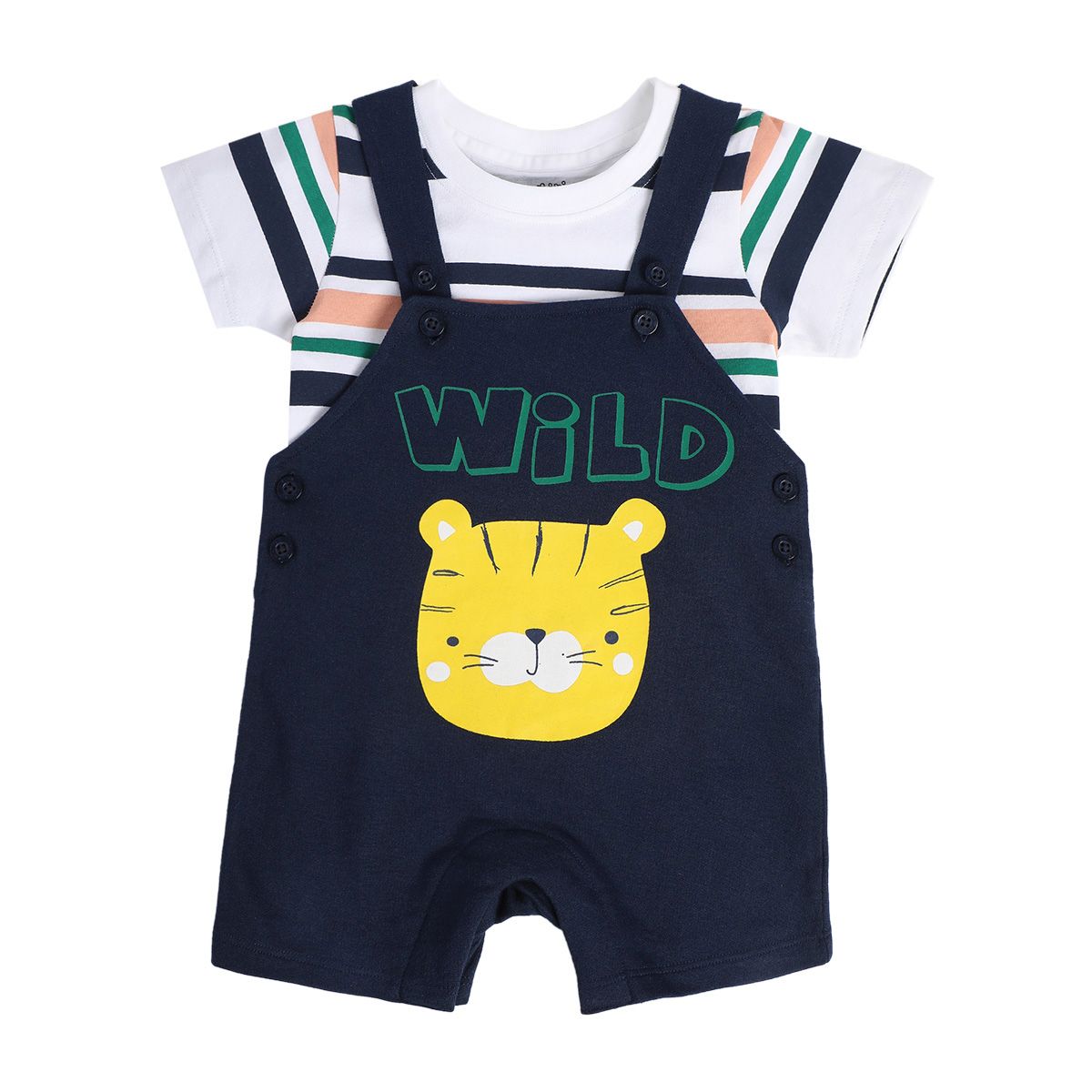 Boys Blue Pack Of 2 Dungaree Set
