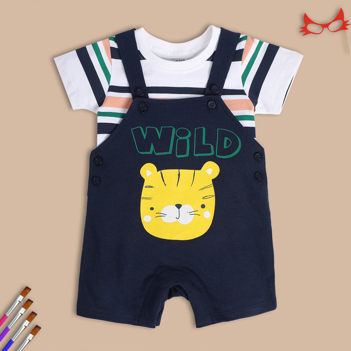 Boys Blue Pack Of 2 Dungaree Set