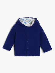 Baby Boys Hooded Teddy Jacket, Navy Blue