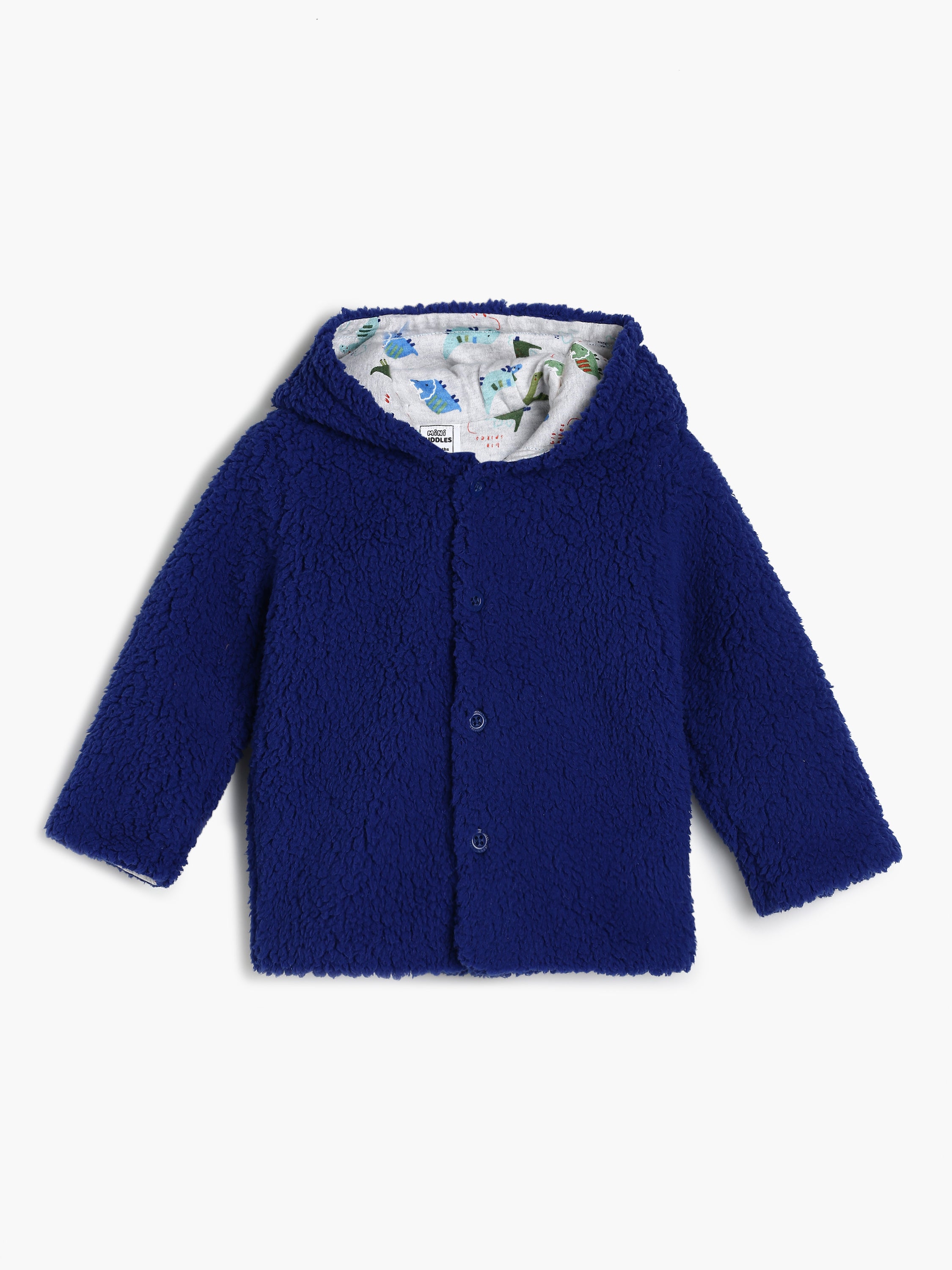 Baby Boys Hooded Teddy Jacket, Navy Blue