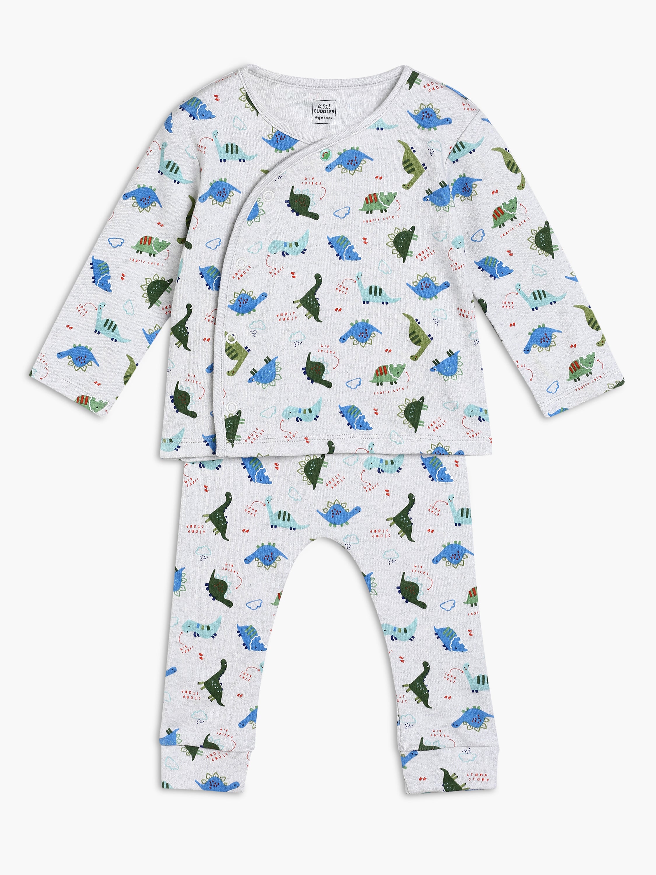 Boys Grey Dinosaur Print 2-Piece Clothing Set