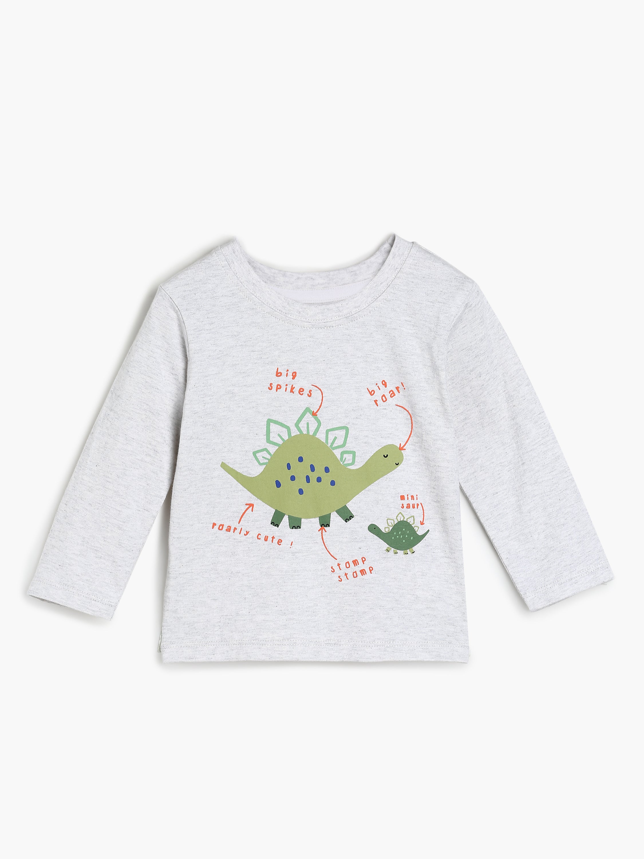 Boys Blue and Grey Dinosaur Print Pack of 3 Full Sleeve T-Shirts