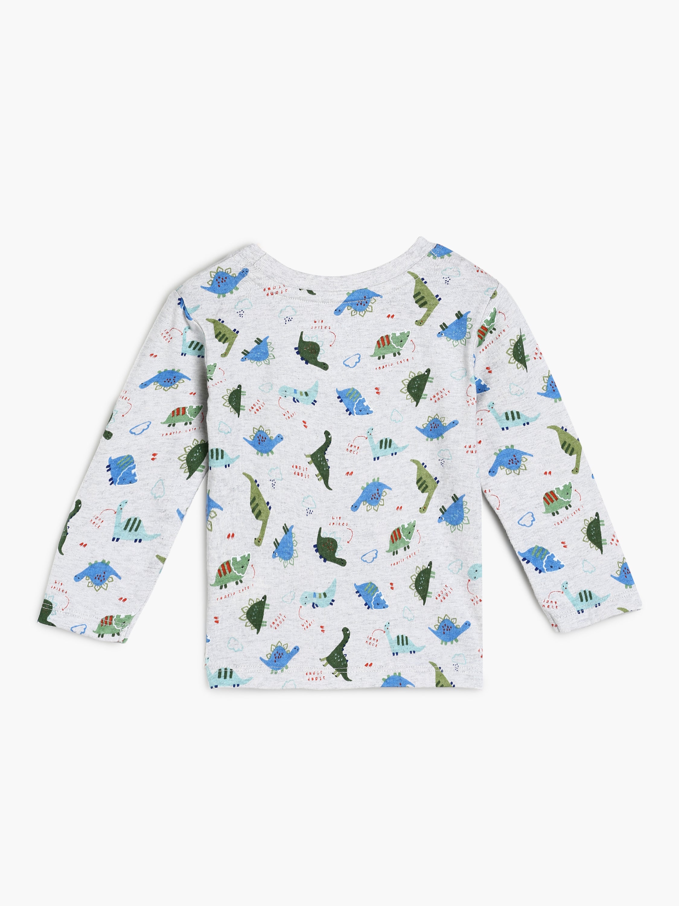 Boys Blue and Grey Dinosaur Print Pack of 3 Full Sleeve T-Shirts