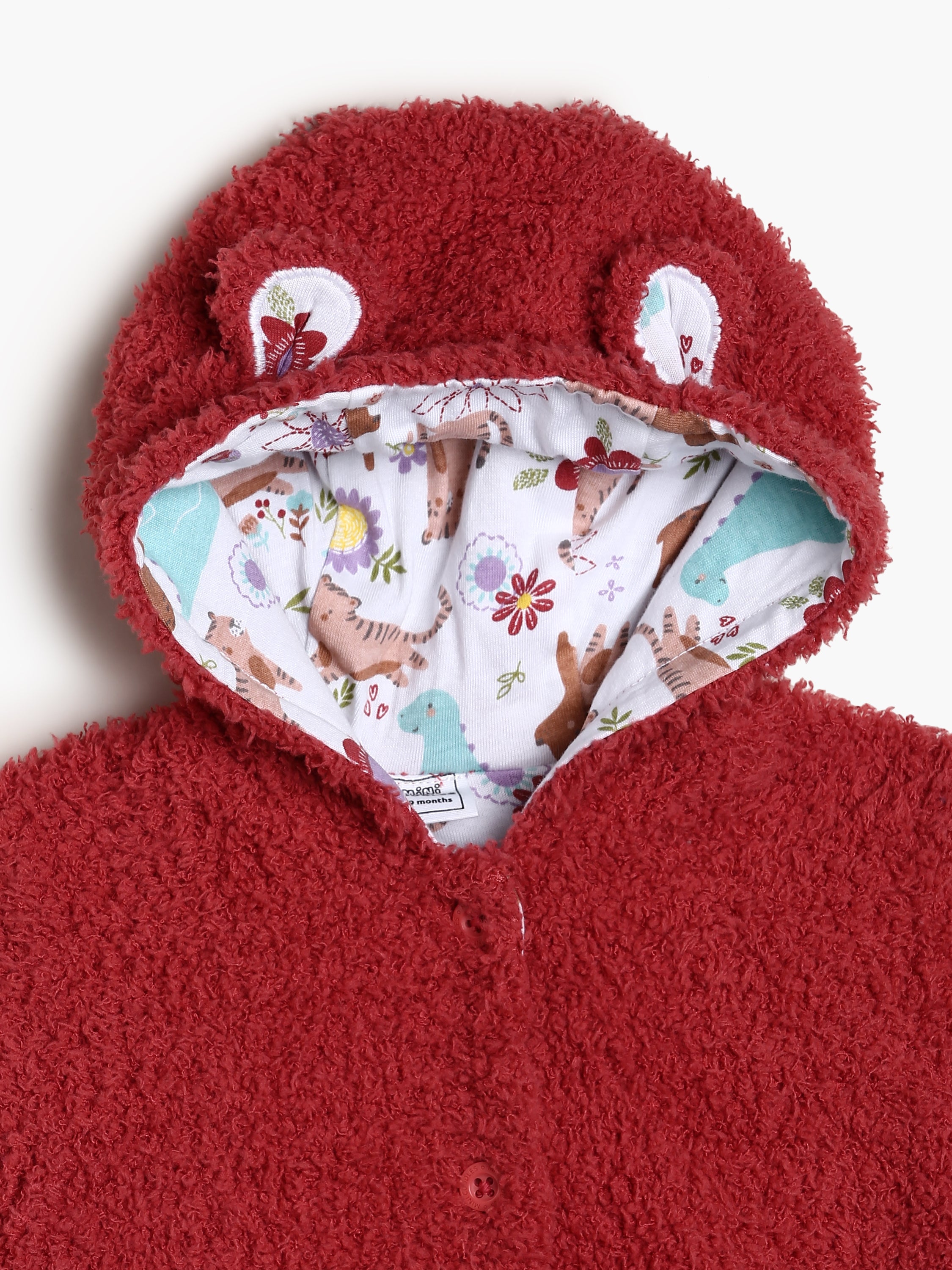 Girls Maroon Hooded Fleece Winter Jacket
