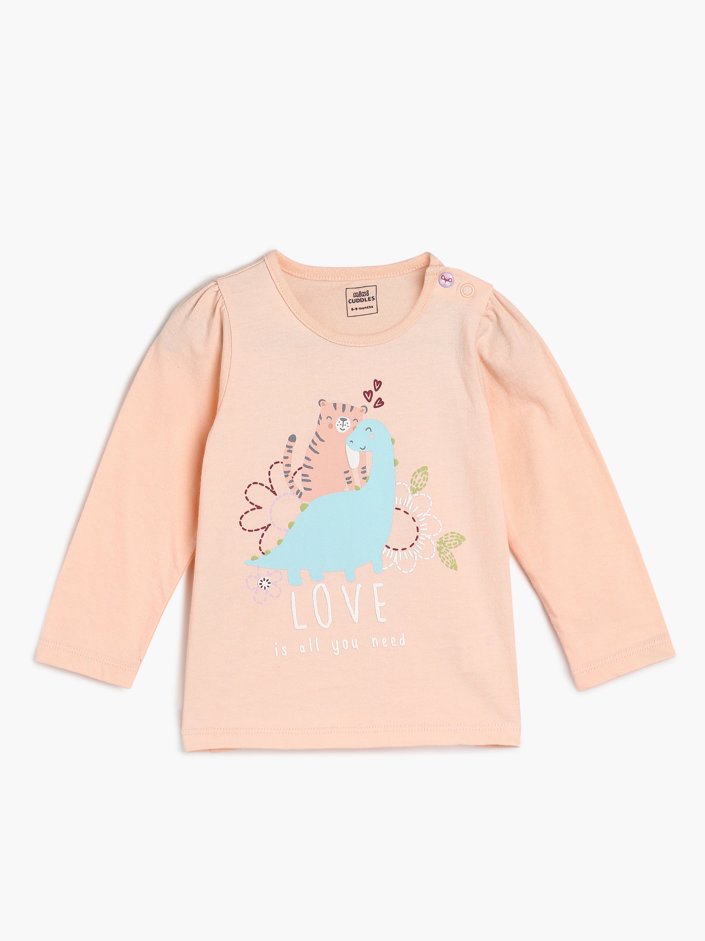 Baby Girls Printed Full Sleeve Tops Pack of three, Peach, Maroon and Multicolour