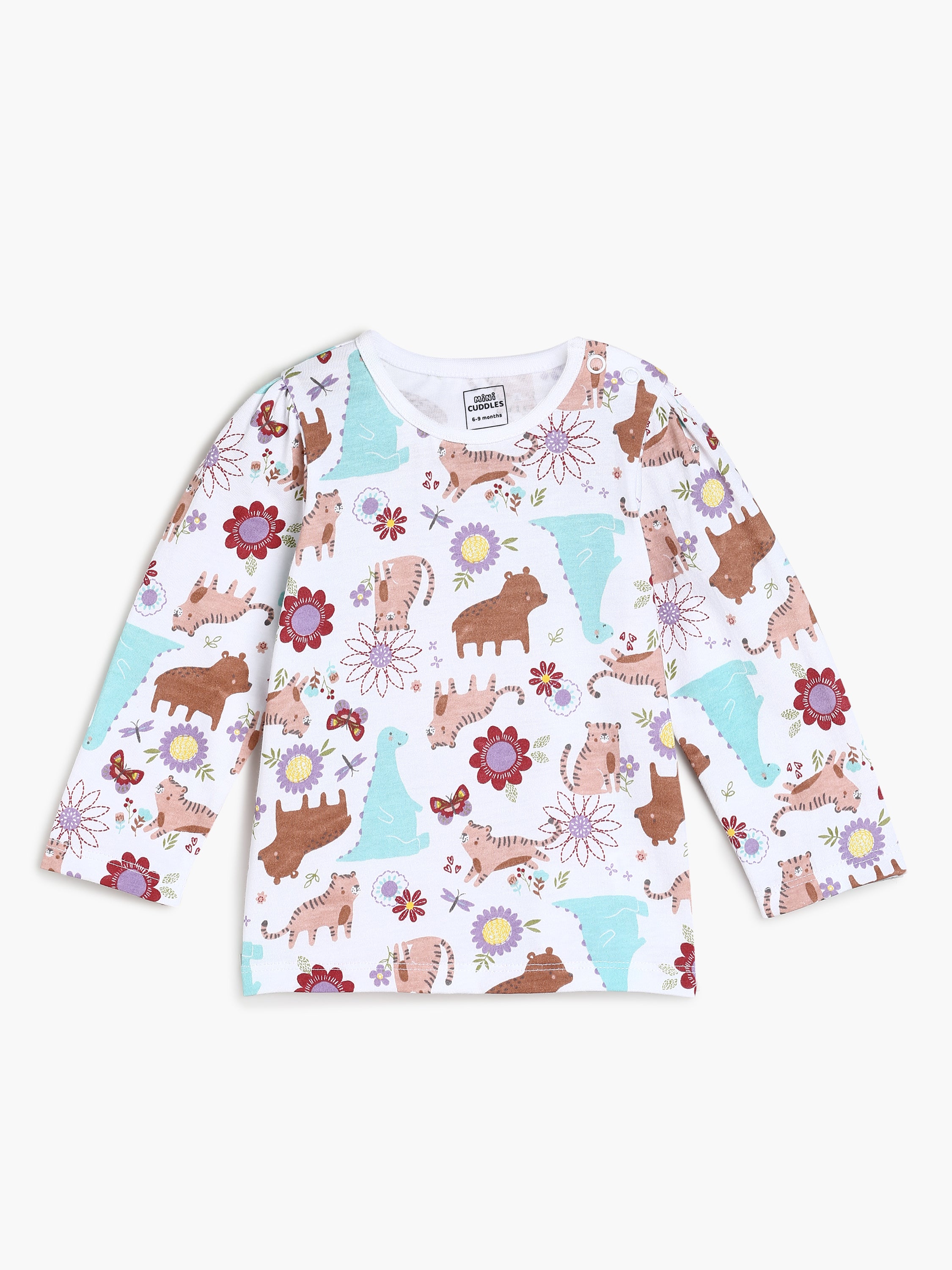 Baby Girls Printed Full Sleeve Tops Pack of three, Peach, Maroon and Multicolour