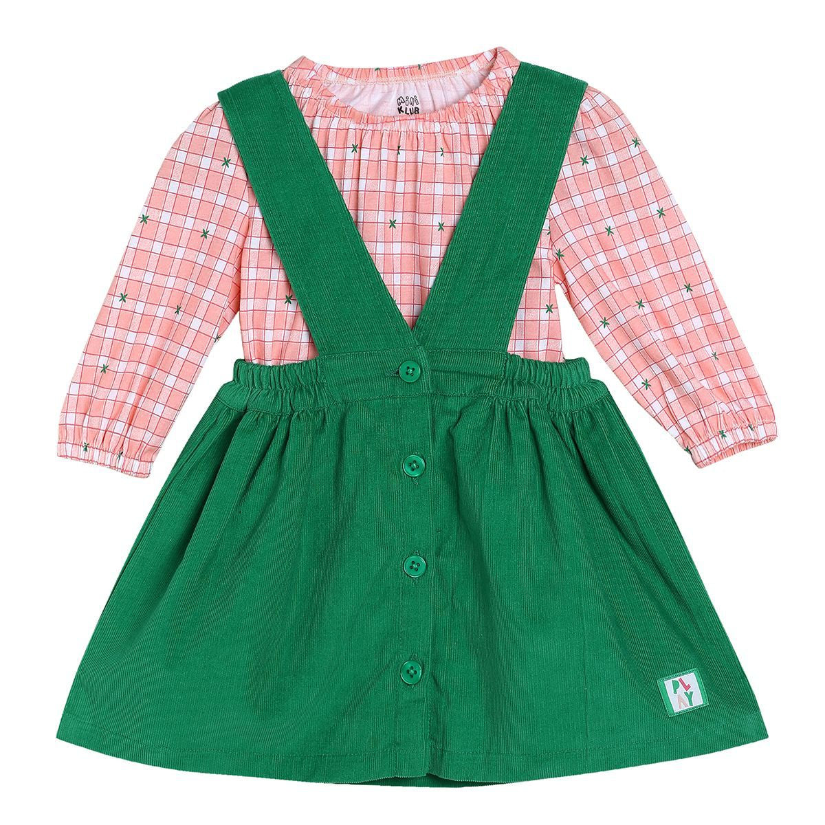Girls Green Pack Of 2 Pinny Set