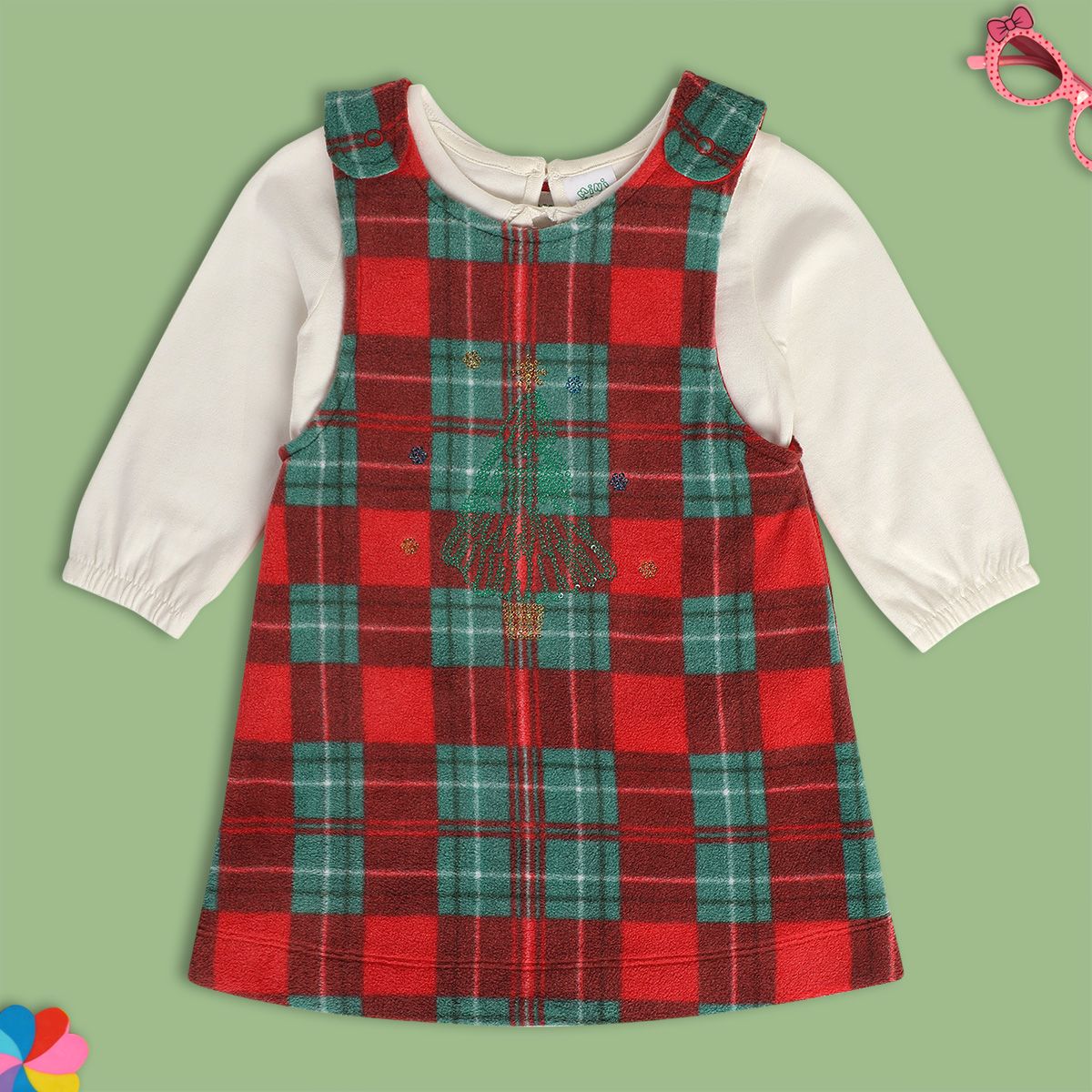 Girls Multicolor Pack Of 2 Pinny Set