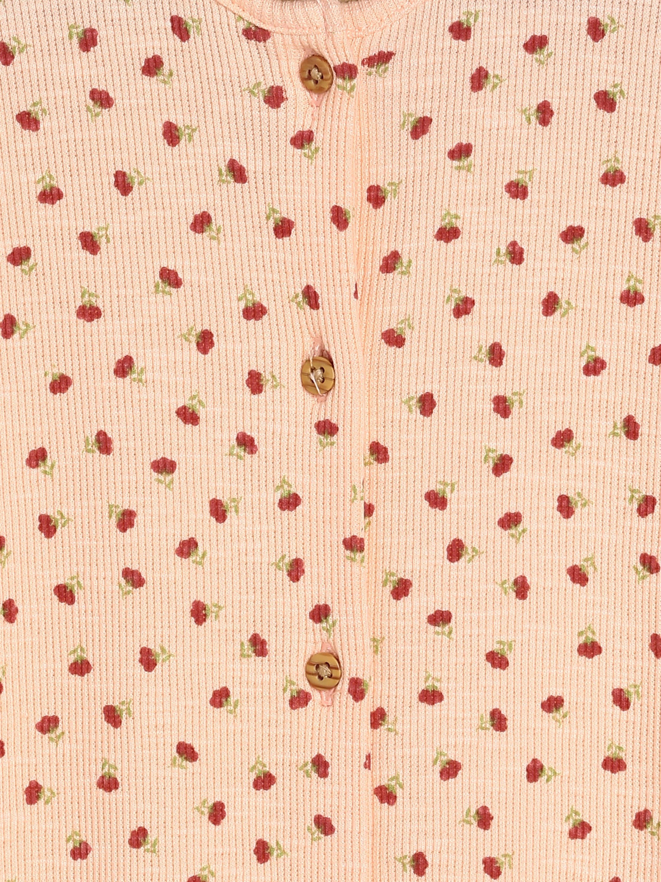 Girls Peach Strawberry Print Romper
