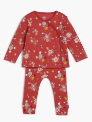 Girls Rust Floral Print 2-Piece Clothing Set