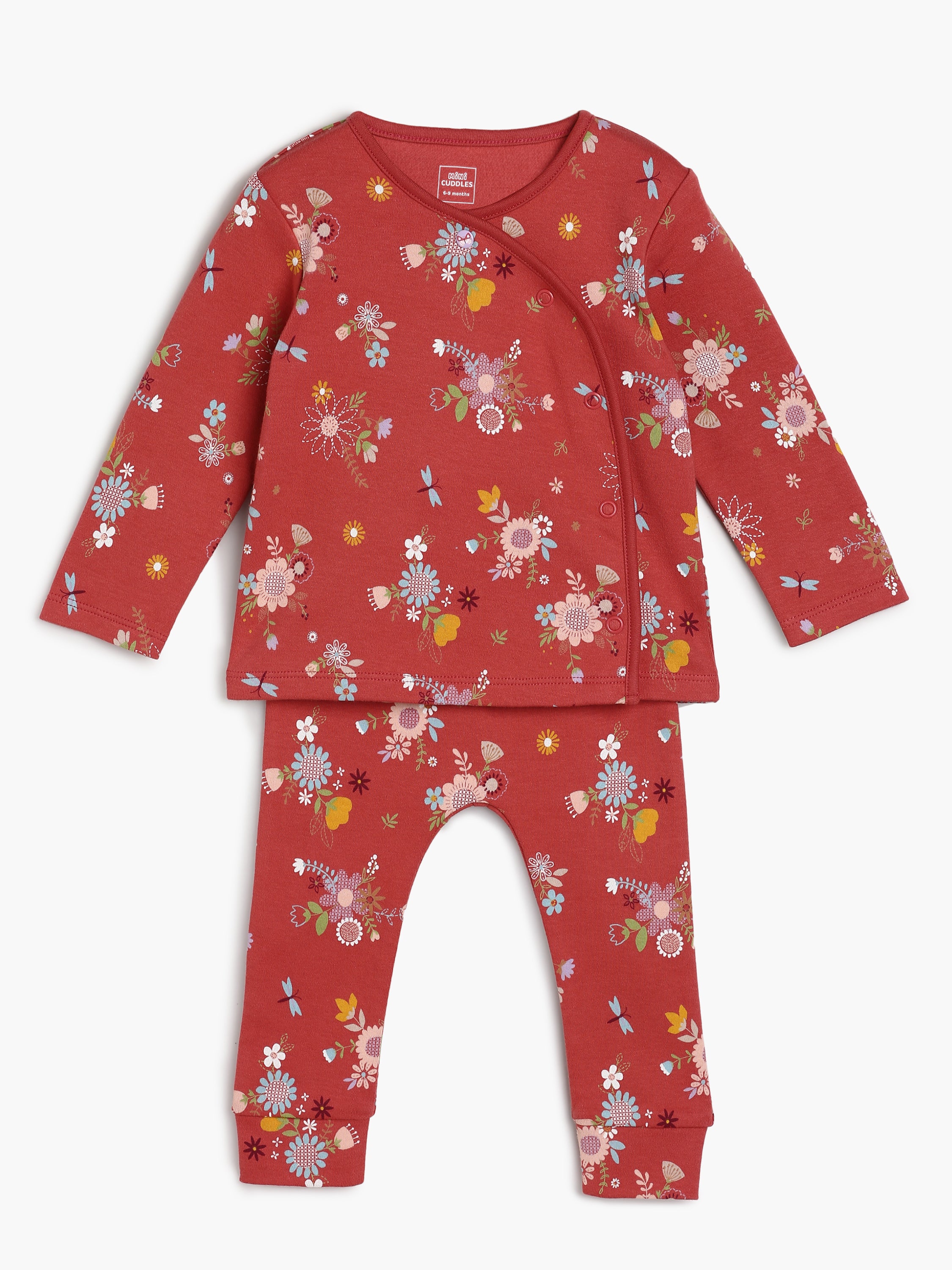 Girls Rust Floral Print 2-Piece Clothing Set