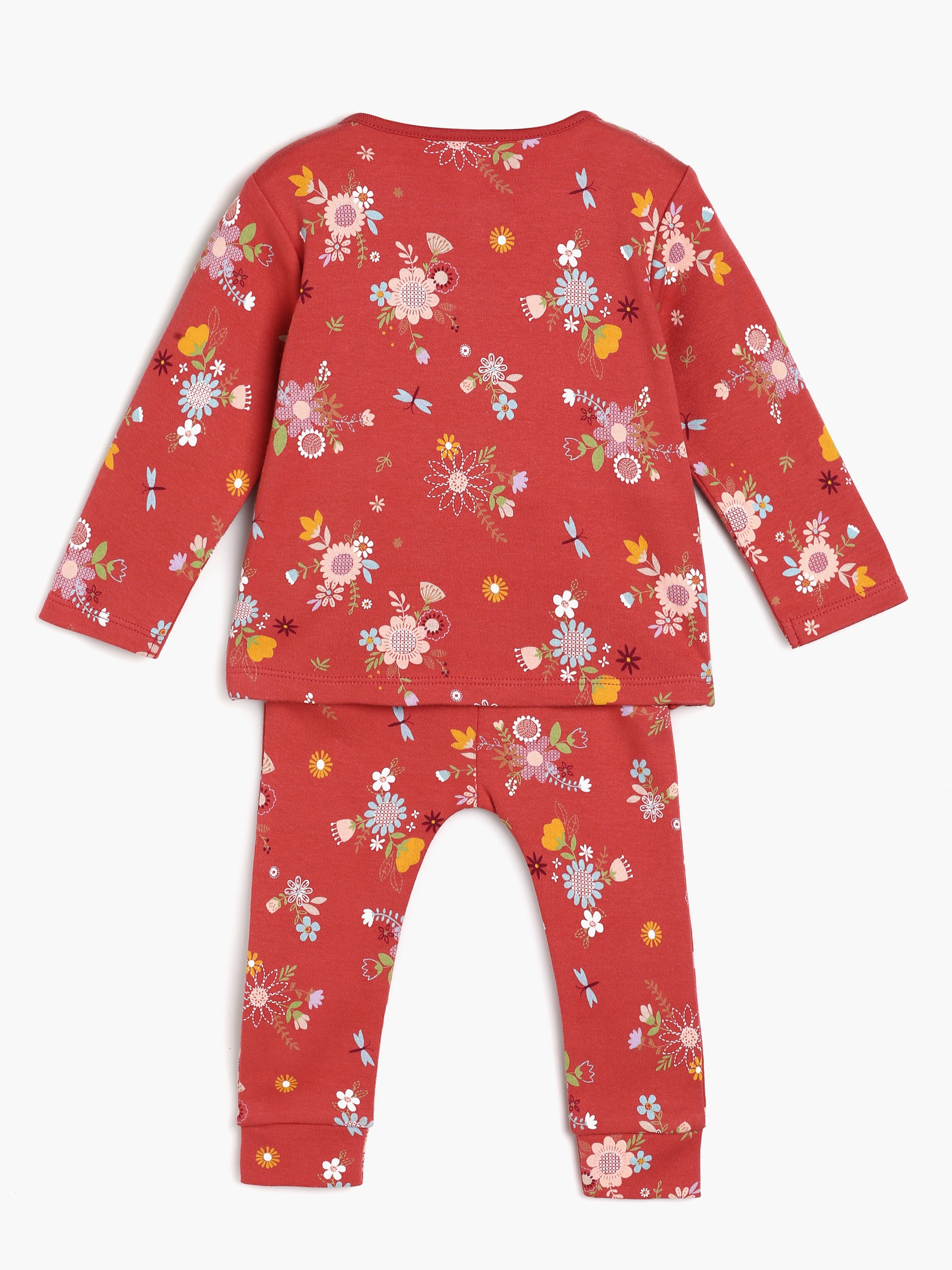 Girls Rust Floral Print 2-Piece Clothing Set