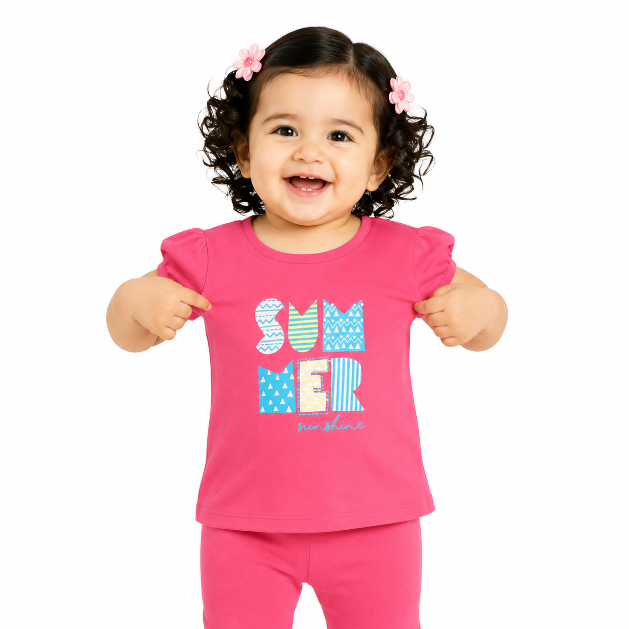 Girls Pink Pack Of 2 Top And Bottom