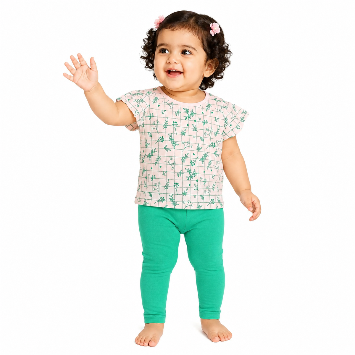 Girls Green Pack Of 2 Top And Bottom