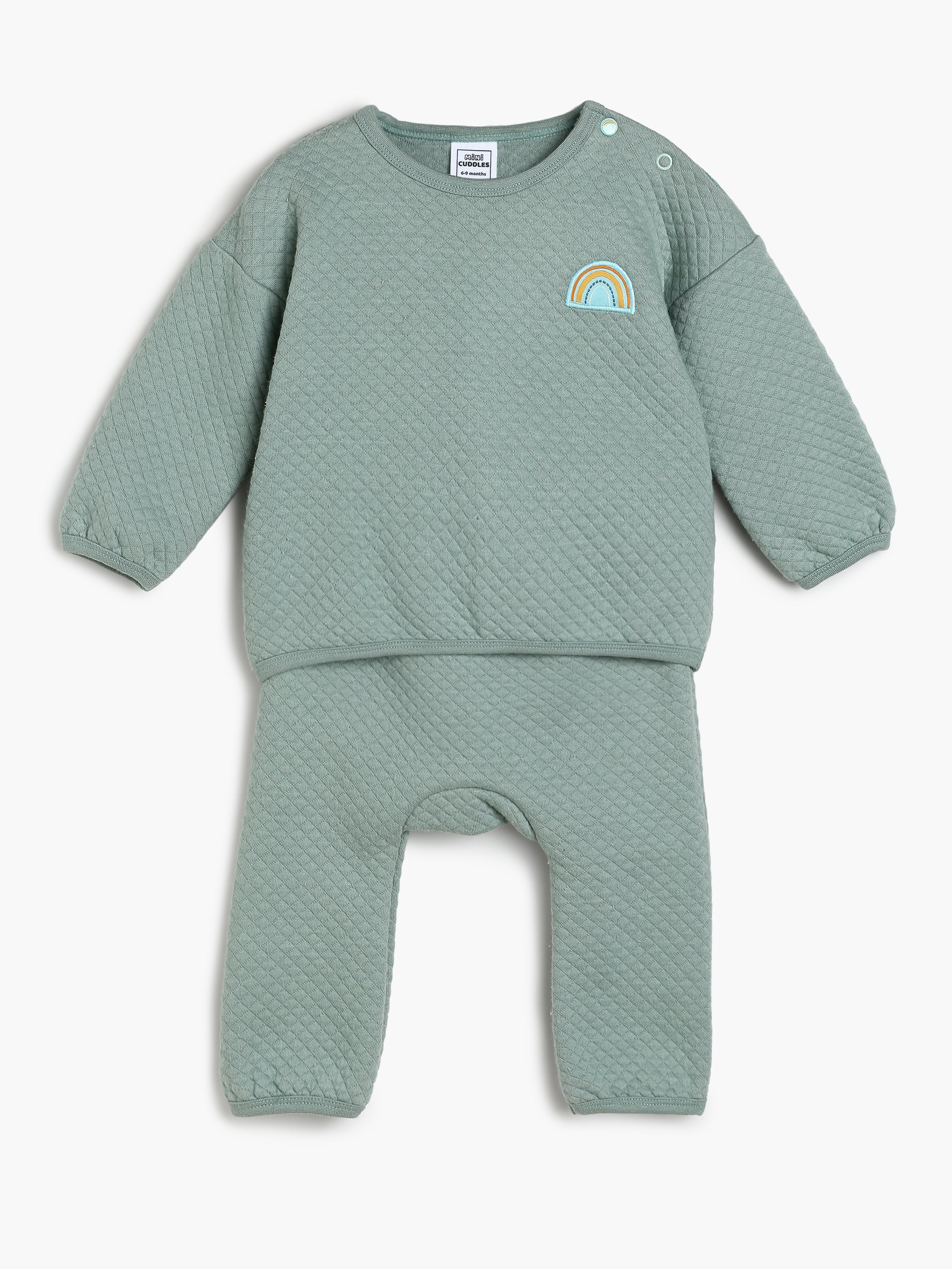 Boys Sage Green Quilted 2-Piece Clothing Set