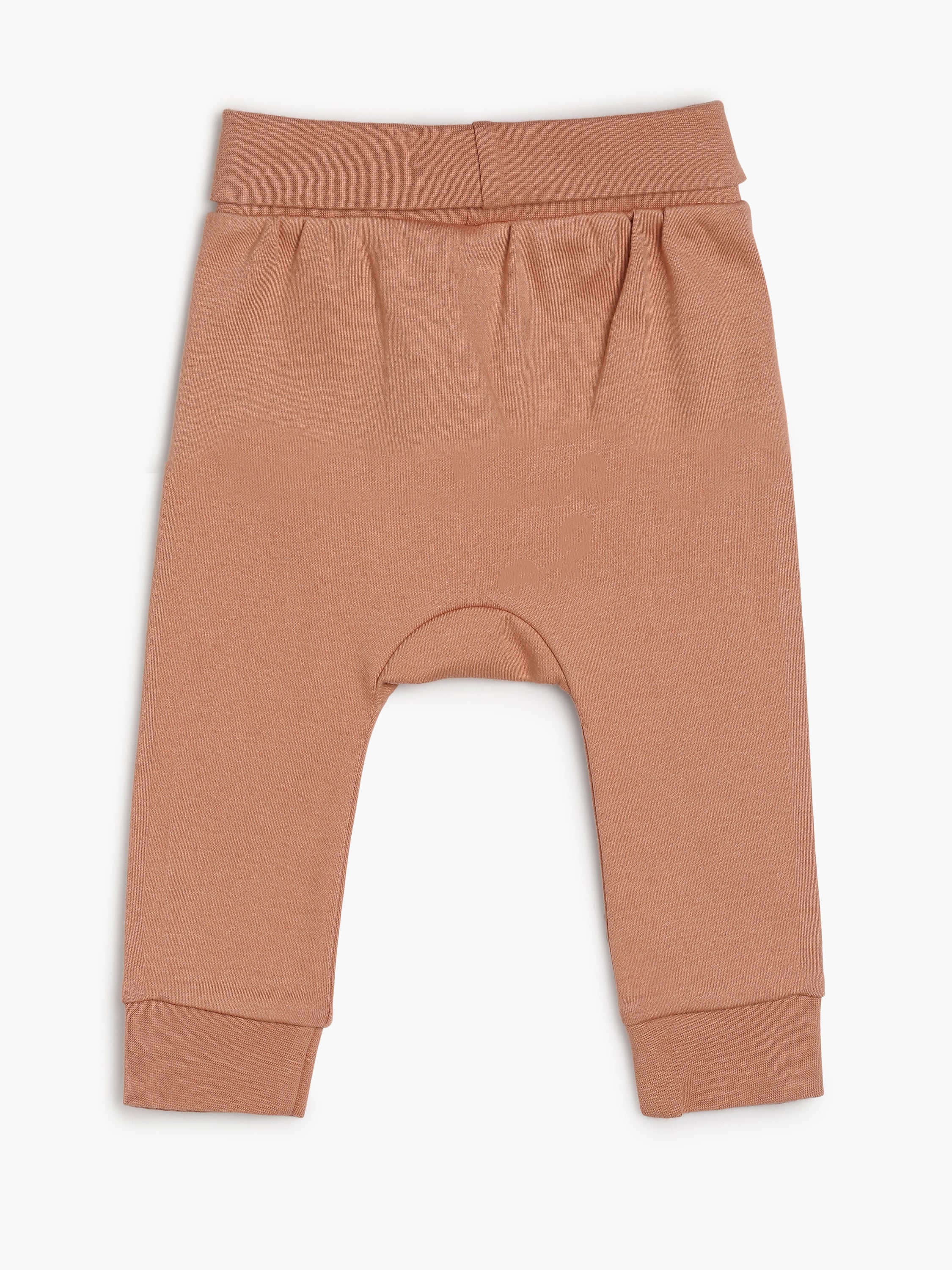 Baby Unisex Bear Face Print Top and Bottom Set , Brown