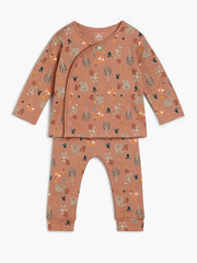 Baby Unisex Allover Animal Print Nightwear Set , Brown