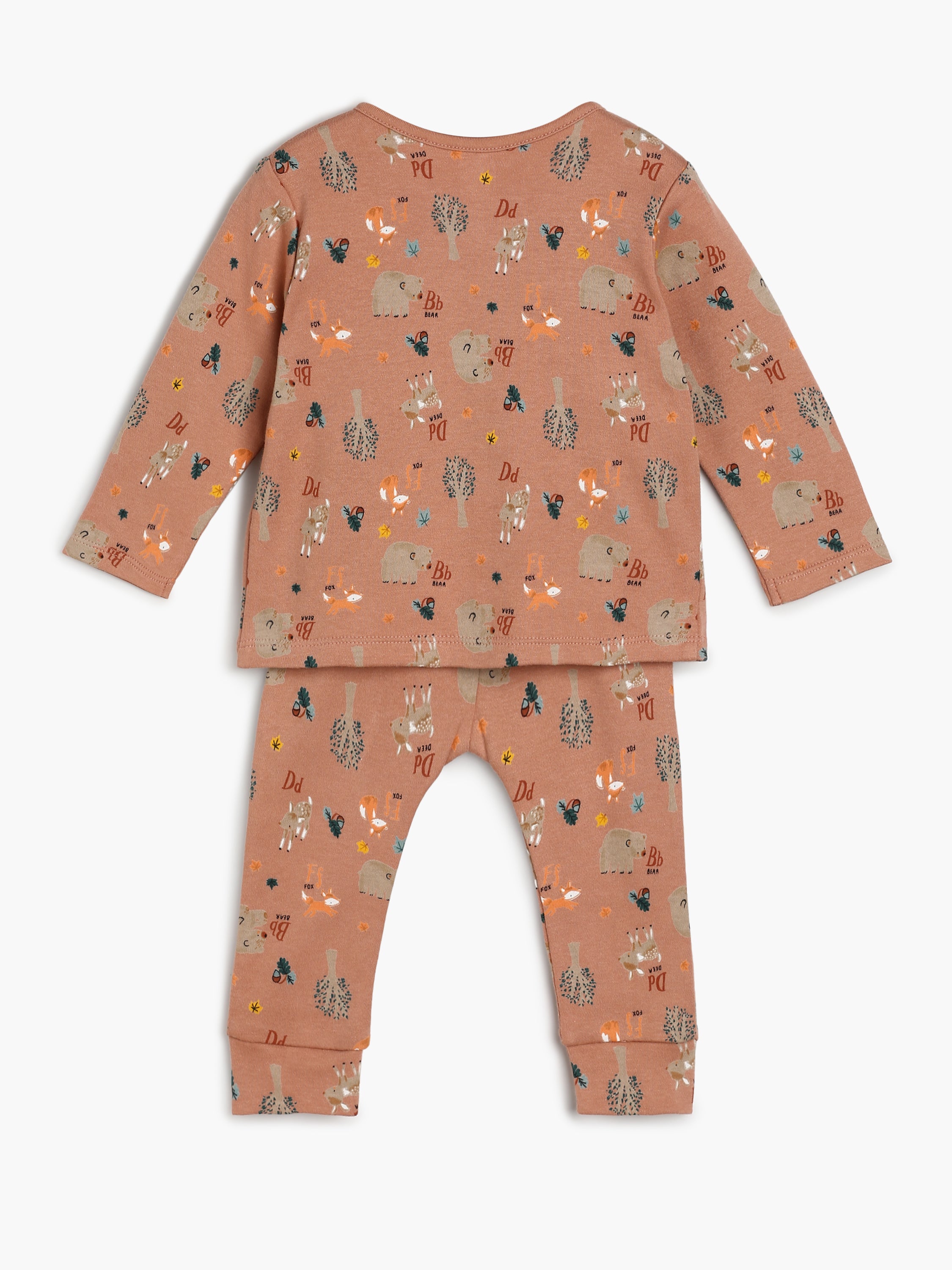 Baby Unisex Allover Animal Print Nightwear Set , Brown