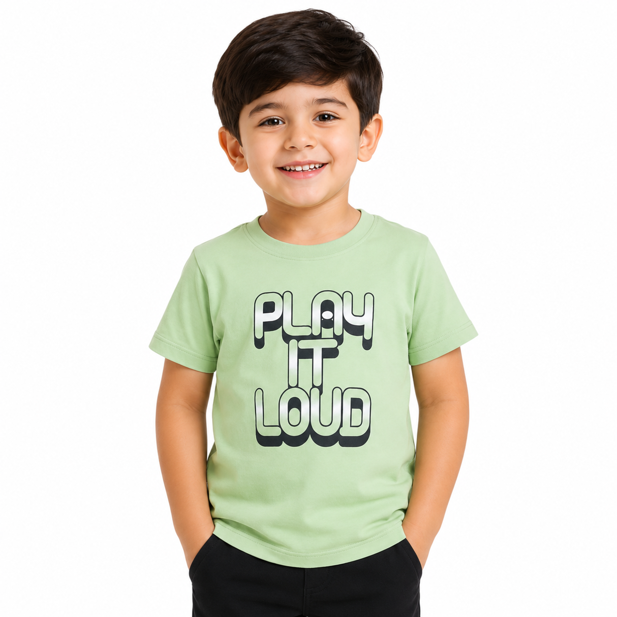 Boys Green/Black T-Shirt And Bottom Set