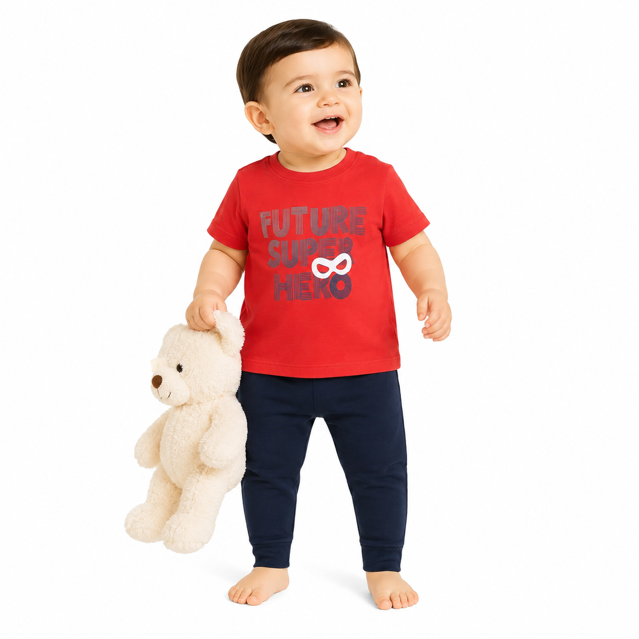 Boys Red/Blue T-Shirt And Bottom Set