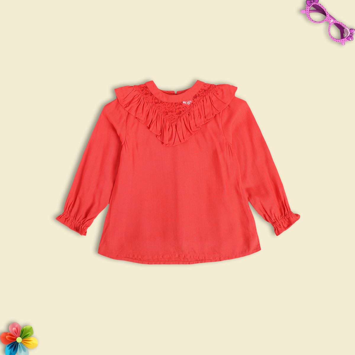Girls Red Pack Of 1 Woven Top