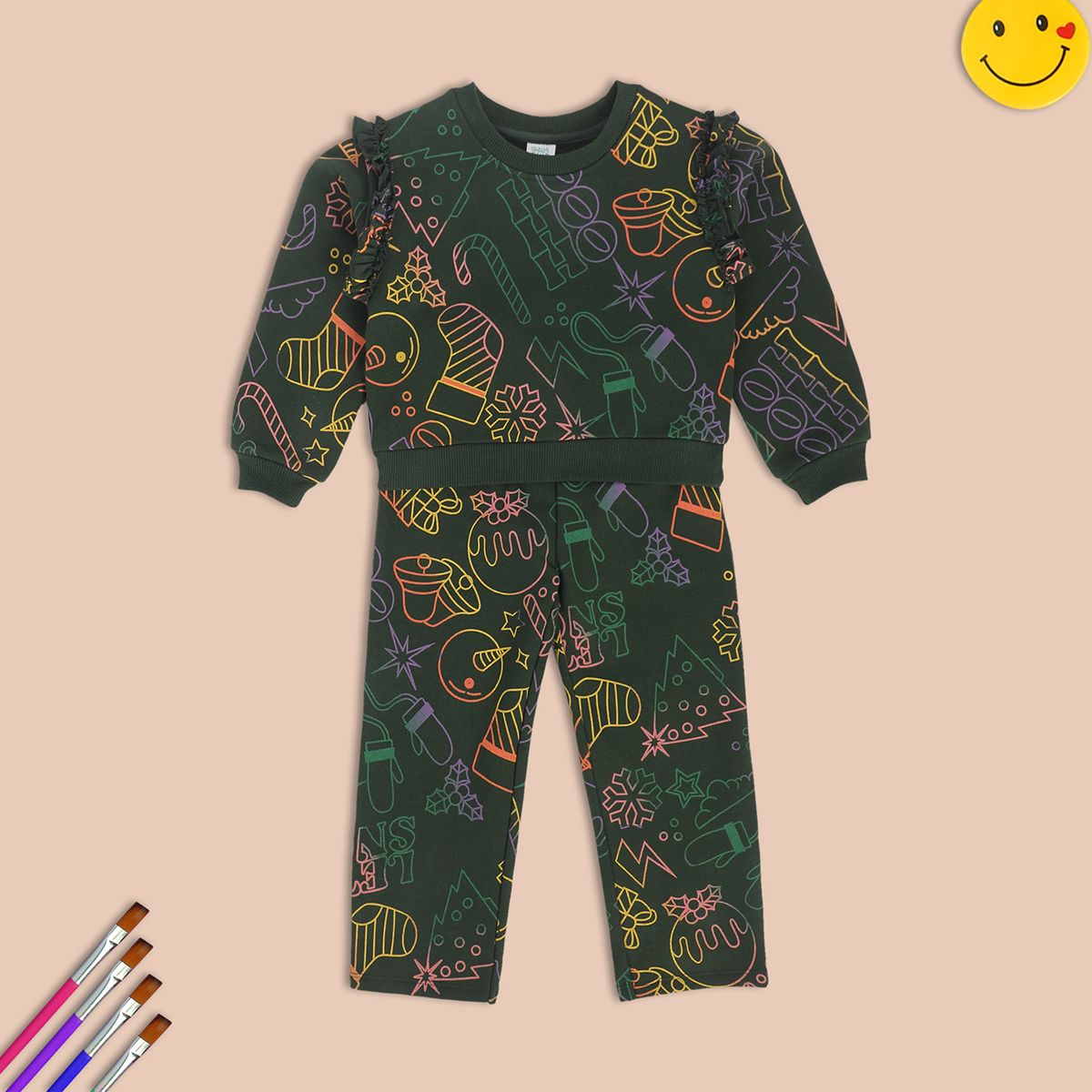Girls Green Pack Of 2 Top And Bottom