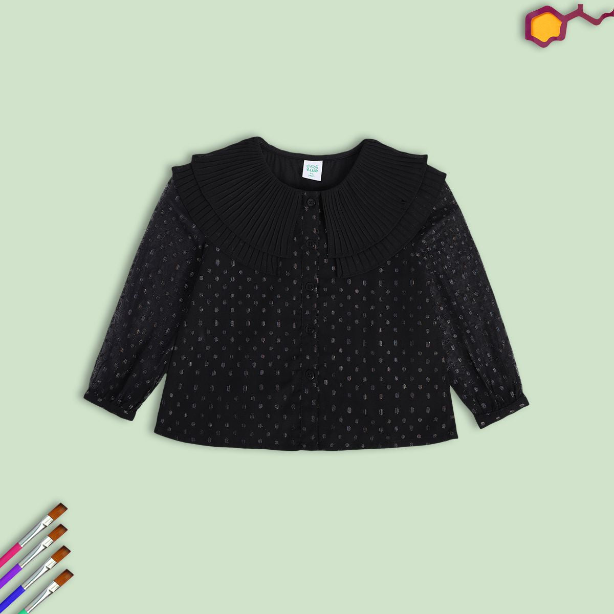 Girls Black Pack Of 1 Woven Top