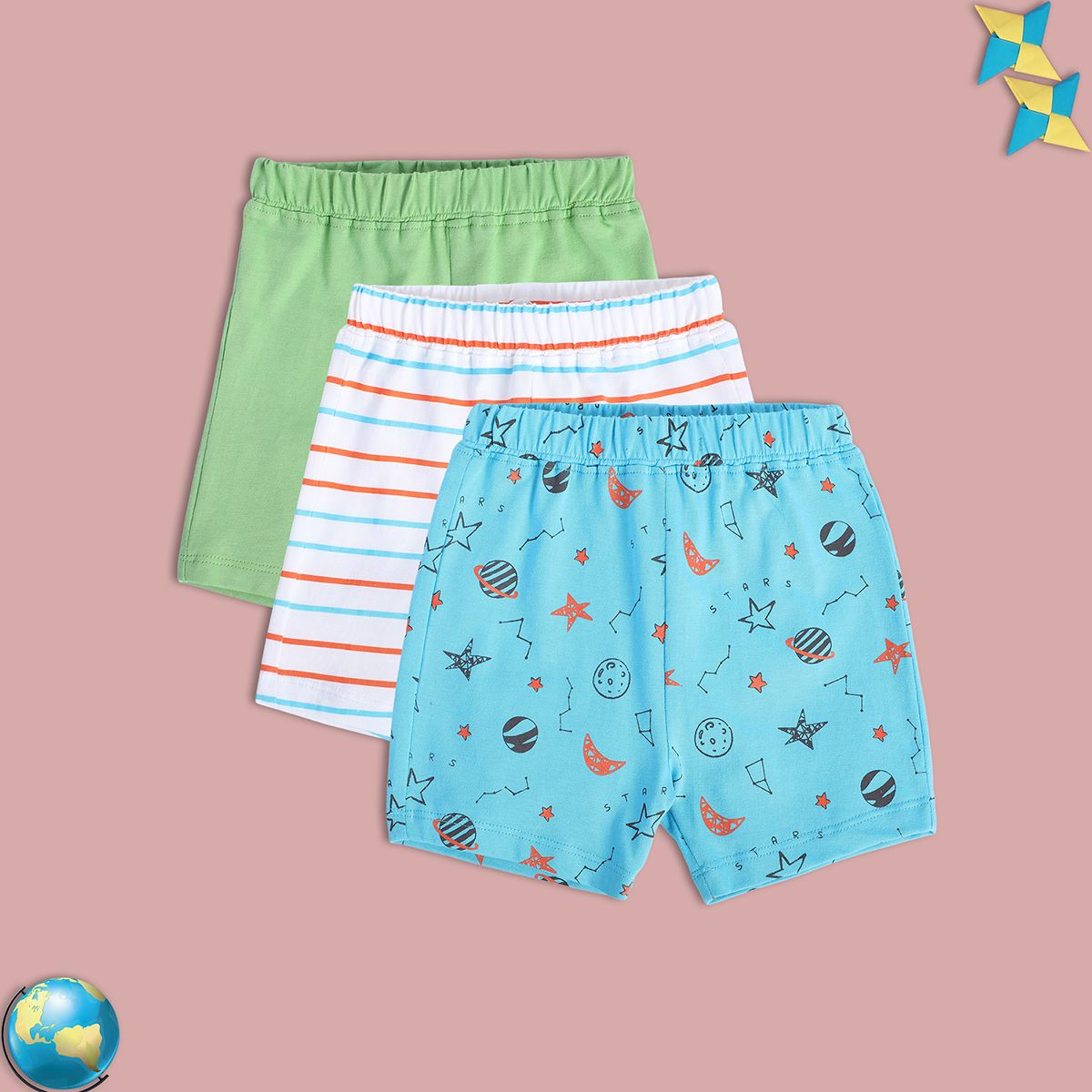 Boys Multicolor Pack Of 3 Shorts