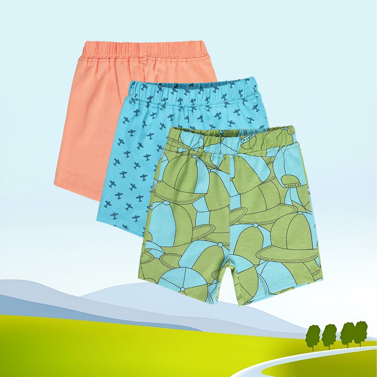 Boys Multicolor Pack Of 3 Shorts