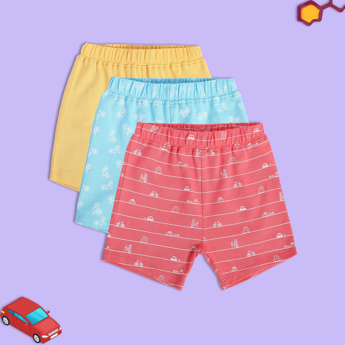 Boys Multicolor Pack Of 3 Shorts