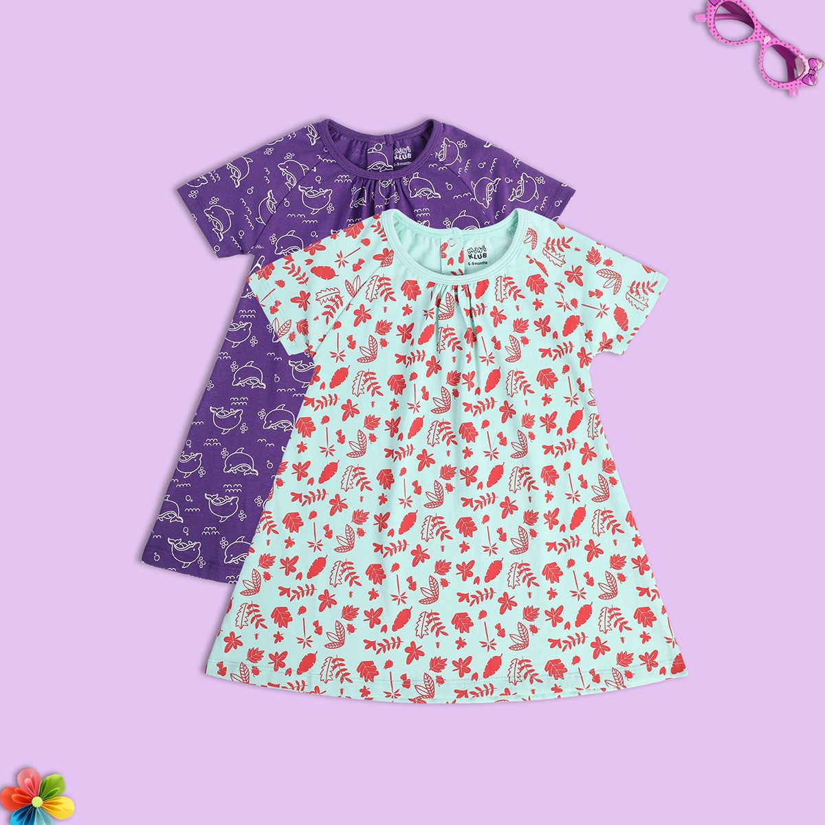 Girls Multicolor Pack Of 2 Dress