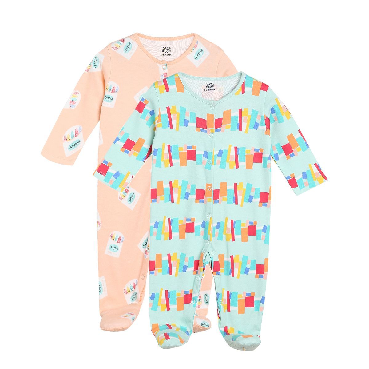 Girls Multicolor Pack Of 2 Sleep Suit