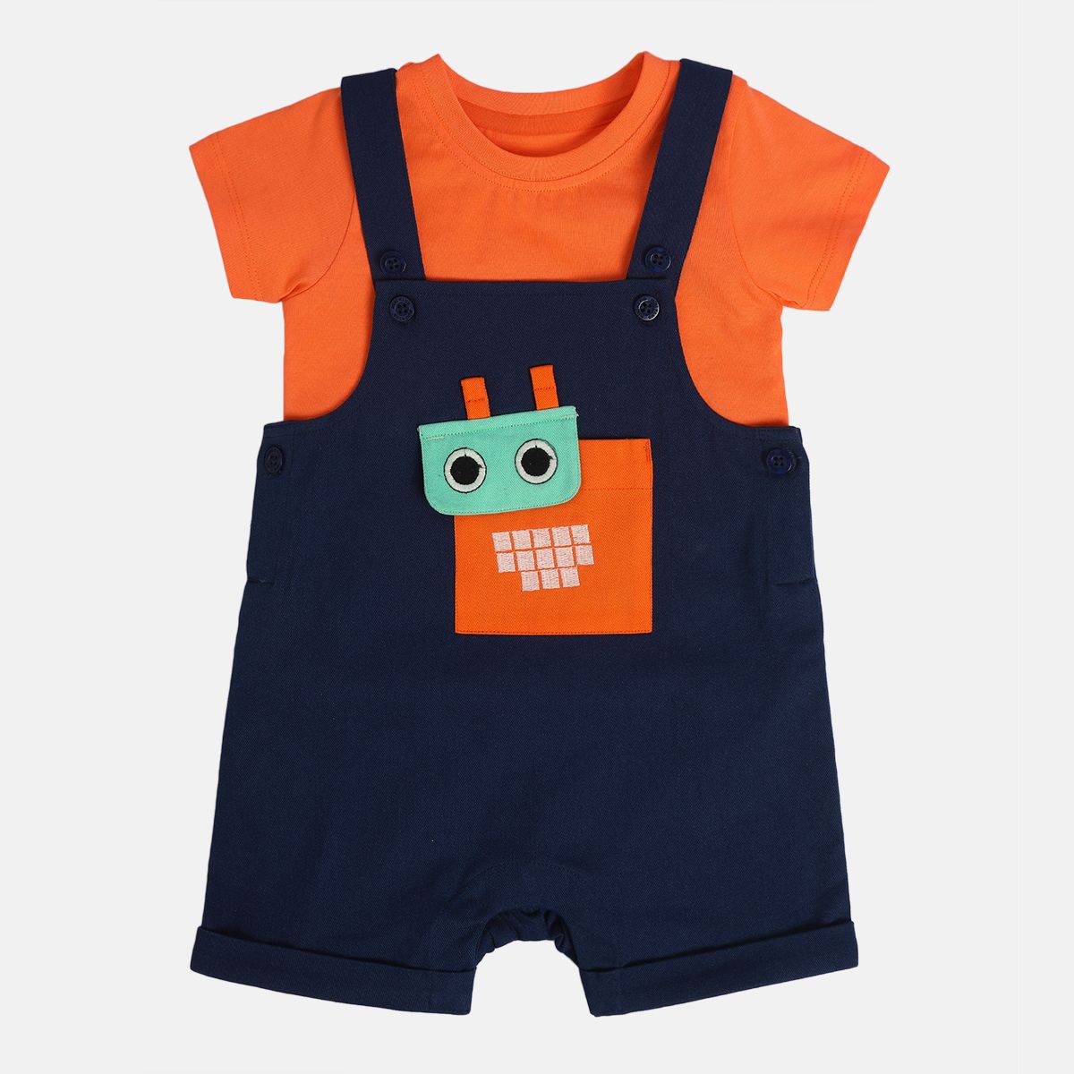 Boys Navy Pack Of 2 Dungaree Set